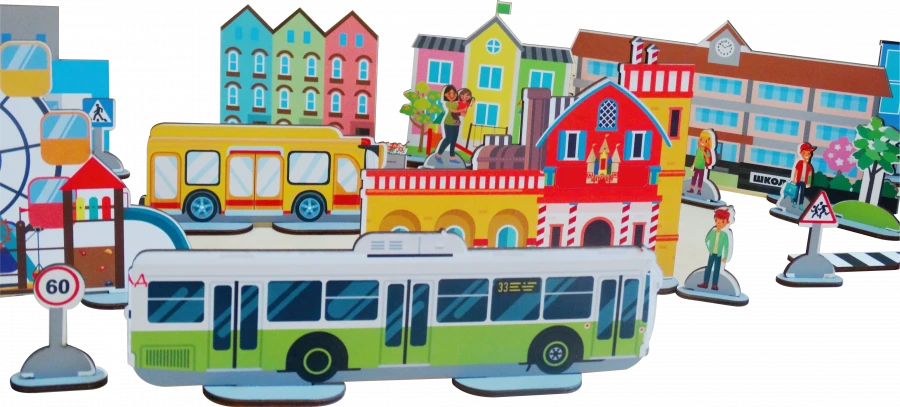 Wooden City Life Building Set TOWN