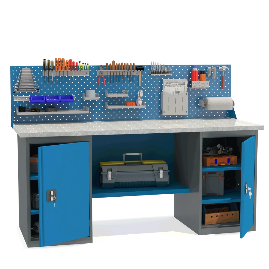Durable Workbench with Two Cabinets, Model VT2-1.9