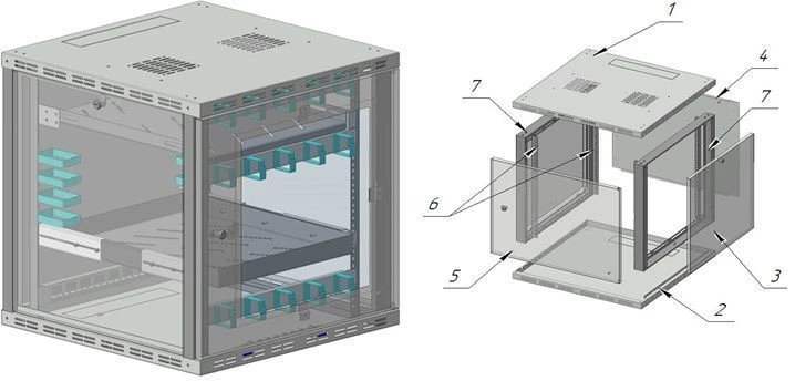 Wall-Mounted Telecommunication Cabinet 12U 600x600x600 Model ШТ-С-12U-600х600х600-СГ