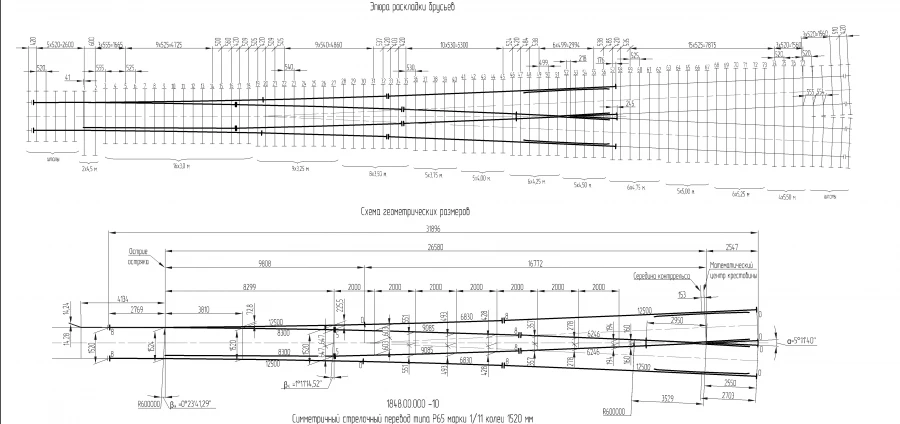 Symmetrical Arrow Switch Type R65 Model 1/11 for Gauge 1520