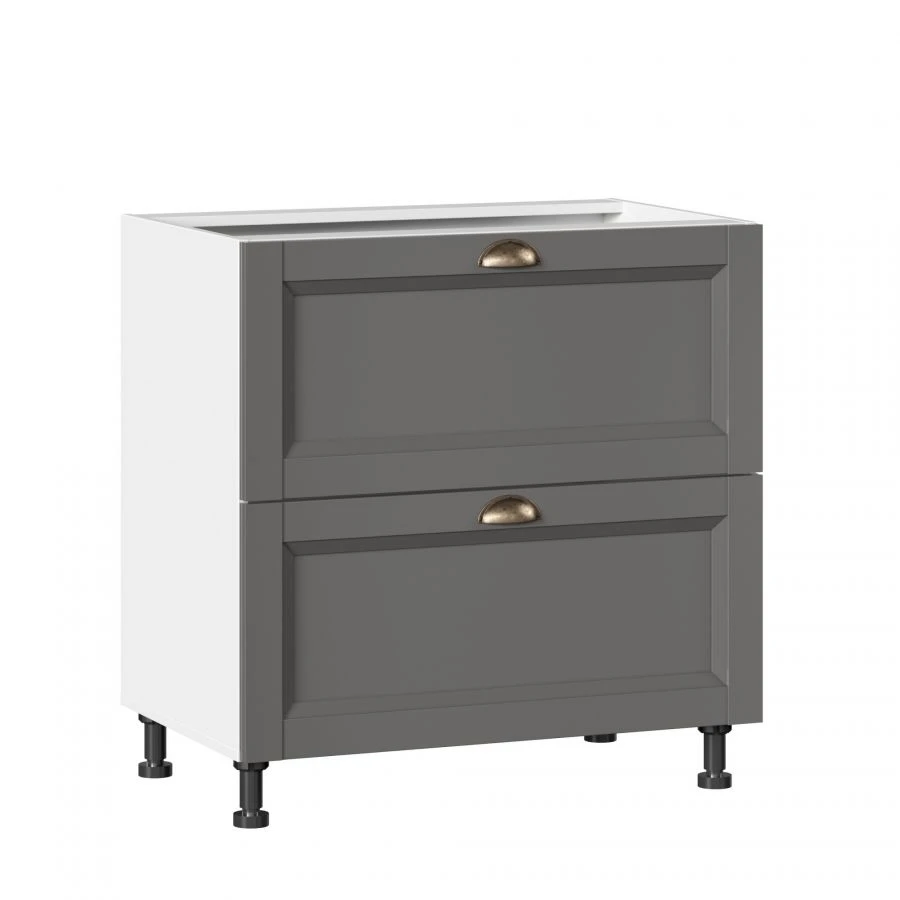 Ameli-3 Kitchen Cabinet Fronts Set 800 with 2 Drawers (Lux) - Grey Onyx