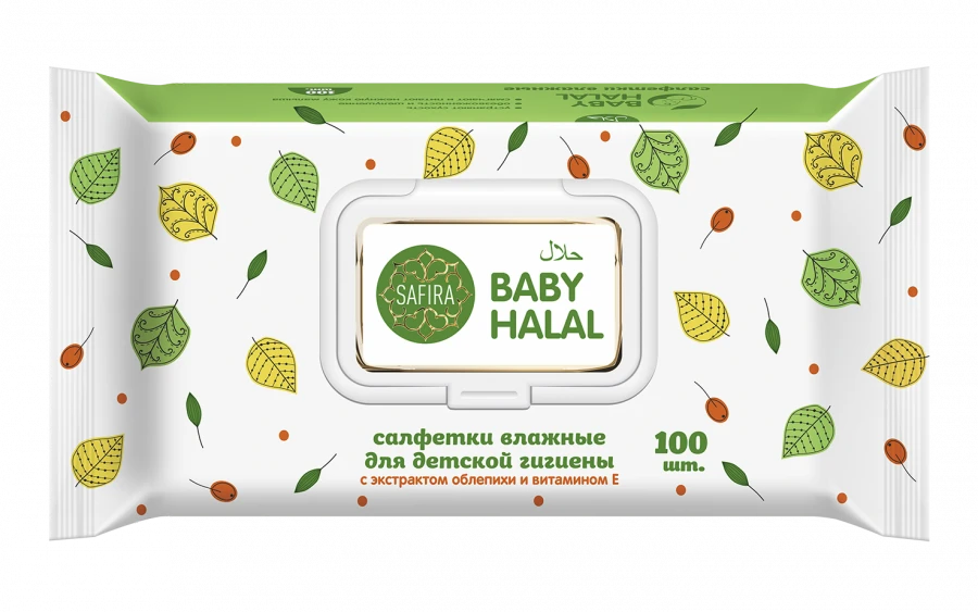 Moist Wipes for Baby Hygiene with Sea Buckthorn Extract and Vitamin E