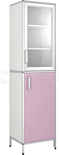 Two-Door Wardrobe with Glass and MDF, Model SHM-1