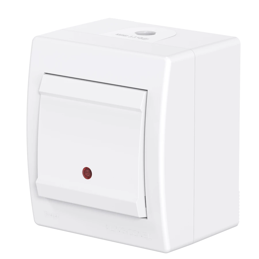 Single Switch with Indicator for Open Wiring, 16A, 250V, IP44, White, Art. 259.00