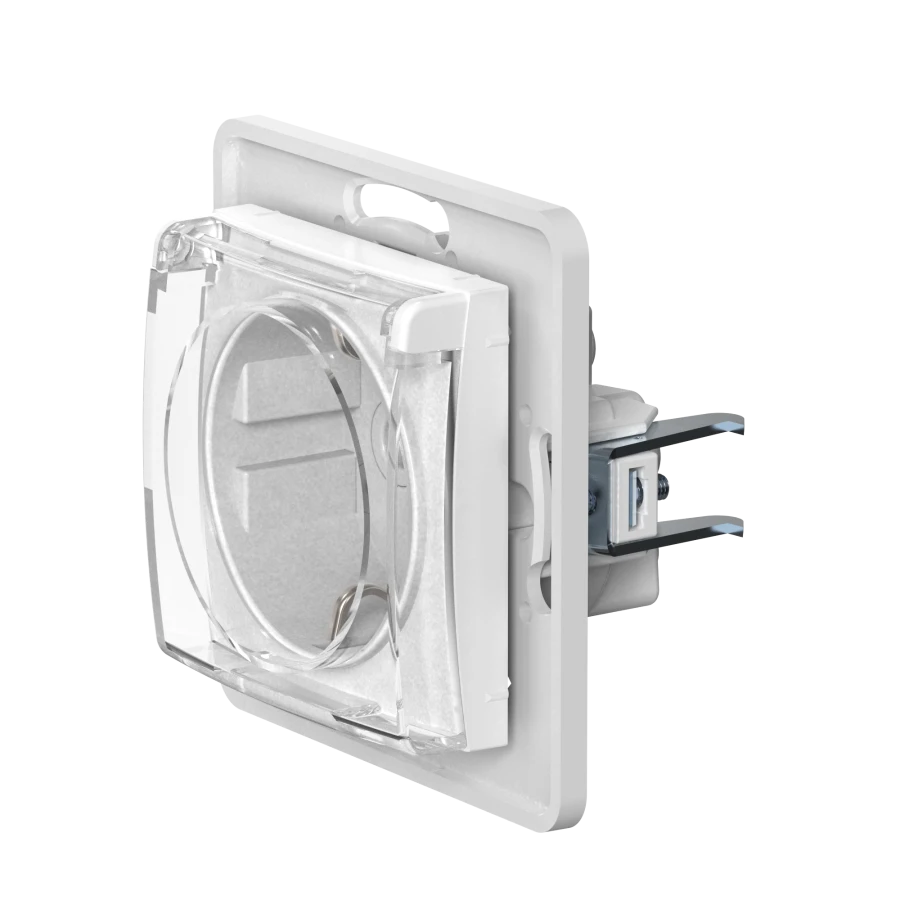 Caduceus Aling Prestige Hidden Socket with Grounding, 16A, 250V, White