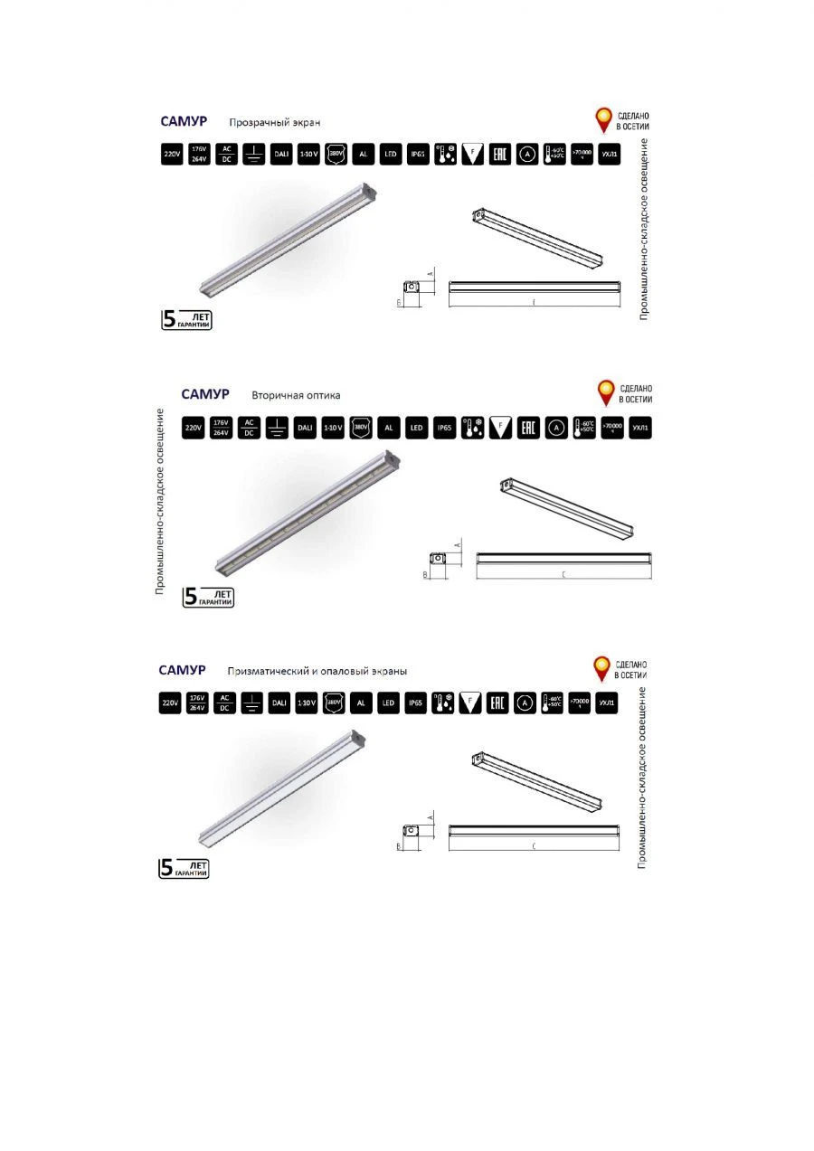 LED Industrial Light with High Dust and Moisture Protection - SAMUR