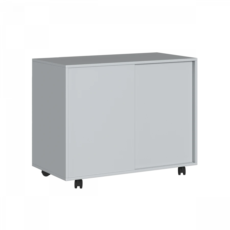 Rolling Drawer Cabinet with Sliding Doors