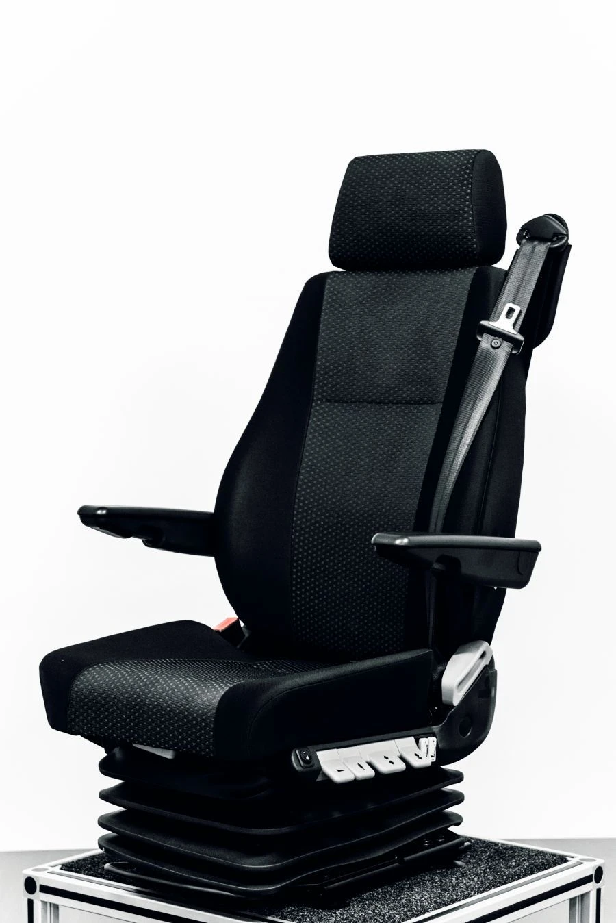 Pneumatic Suspension Seat with Fabric Upholstery and Safety Features