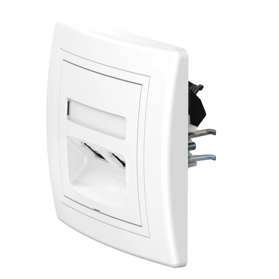 Double Computer Socket with Keystone RJ45 Modules Cat.5e UTP, White, Art. 614