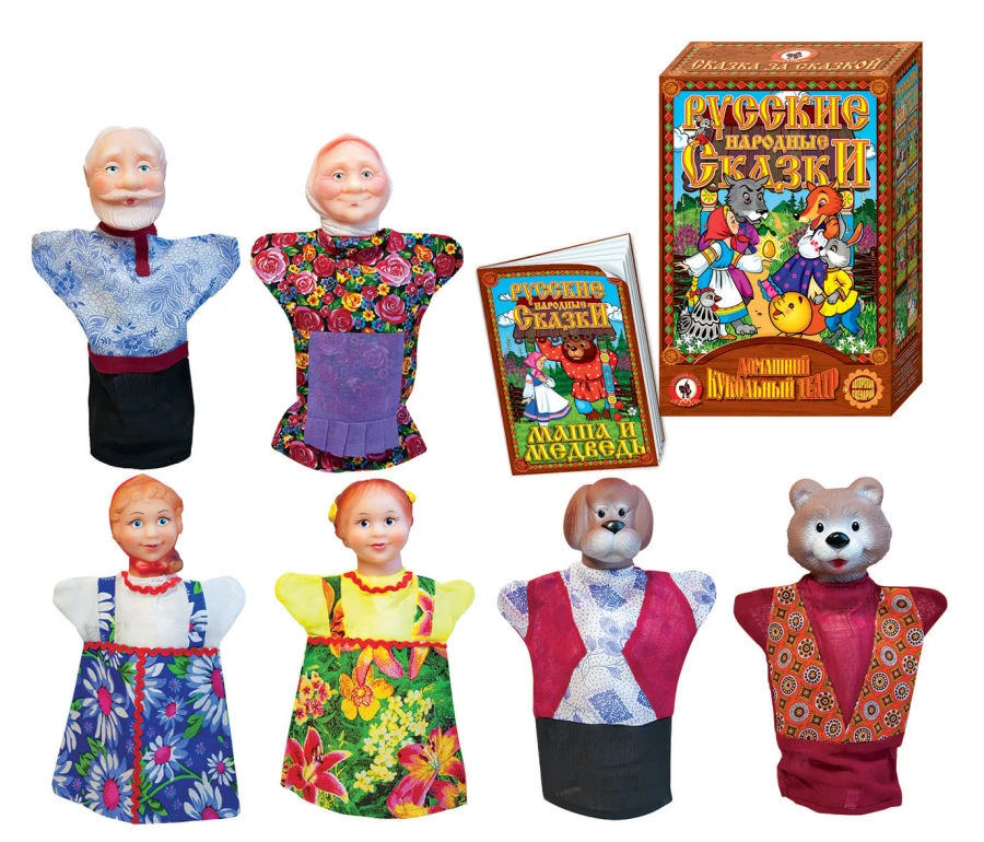 Puppet Theater "Masha and the Bear" Set (6 Characters)