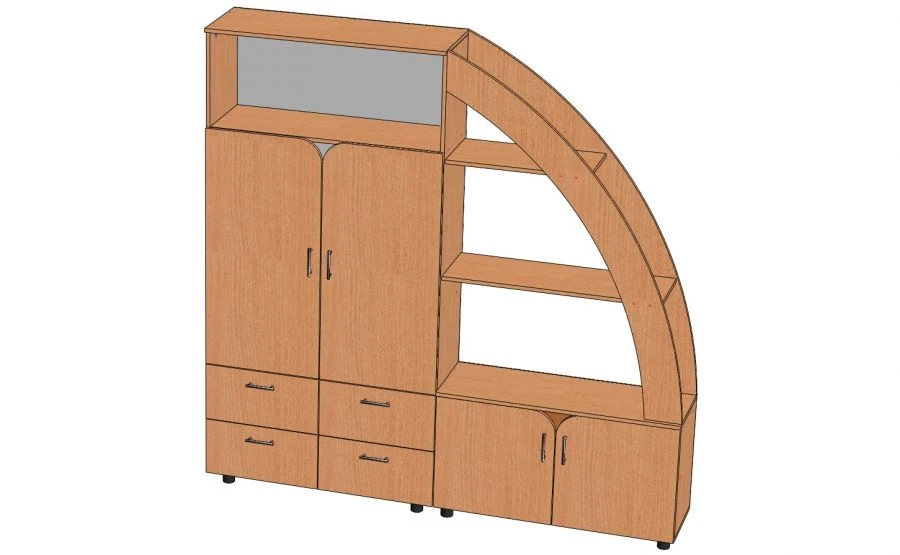 Rainbow Shelf with Cabinet and Drawers, Model S-R