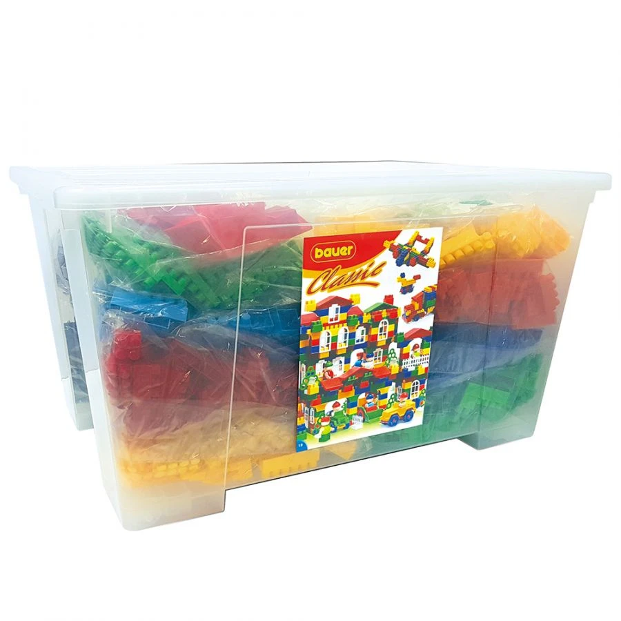 Classic Bauer Building Block Set (130L Container, 15 Instructions, Thematic Stickers)