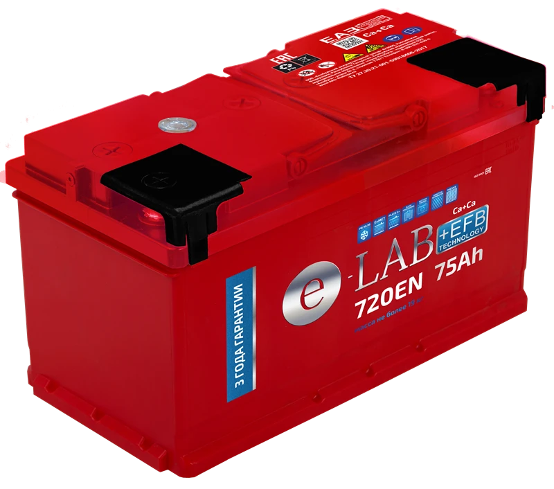 Lead-Acid Battery for Starting Piston Engines AKB 6ST-75 "ELAB + EFB