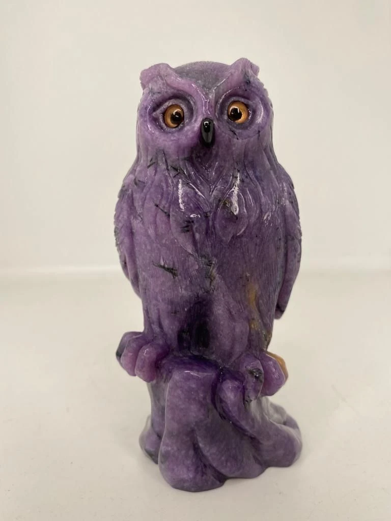 Artistic Stone Carving "Owl" (Charoite)