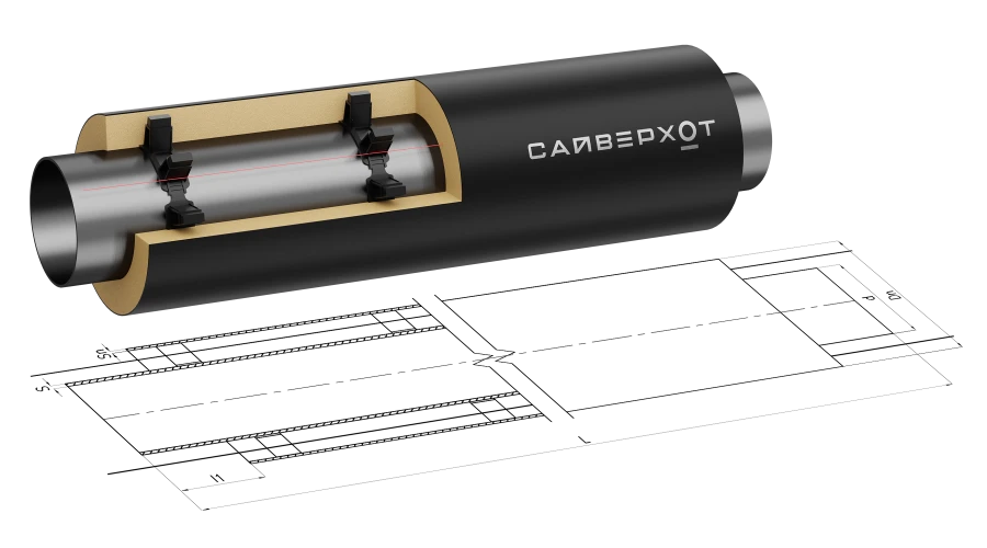 Insulated Steel Pipes with Polyurethane Foam and Protective PE Shell