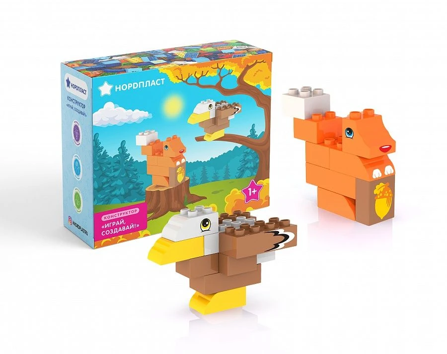 Wildlife Construction Set "Play, Create" (Squirrel and Eagle - 18 pcs)