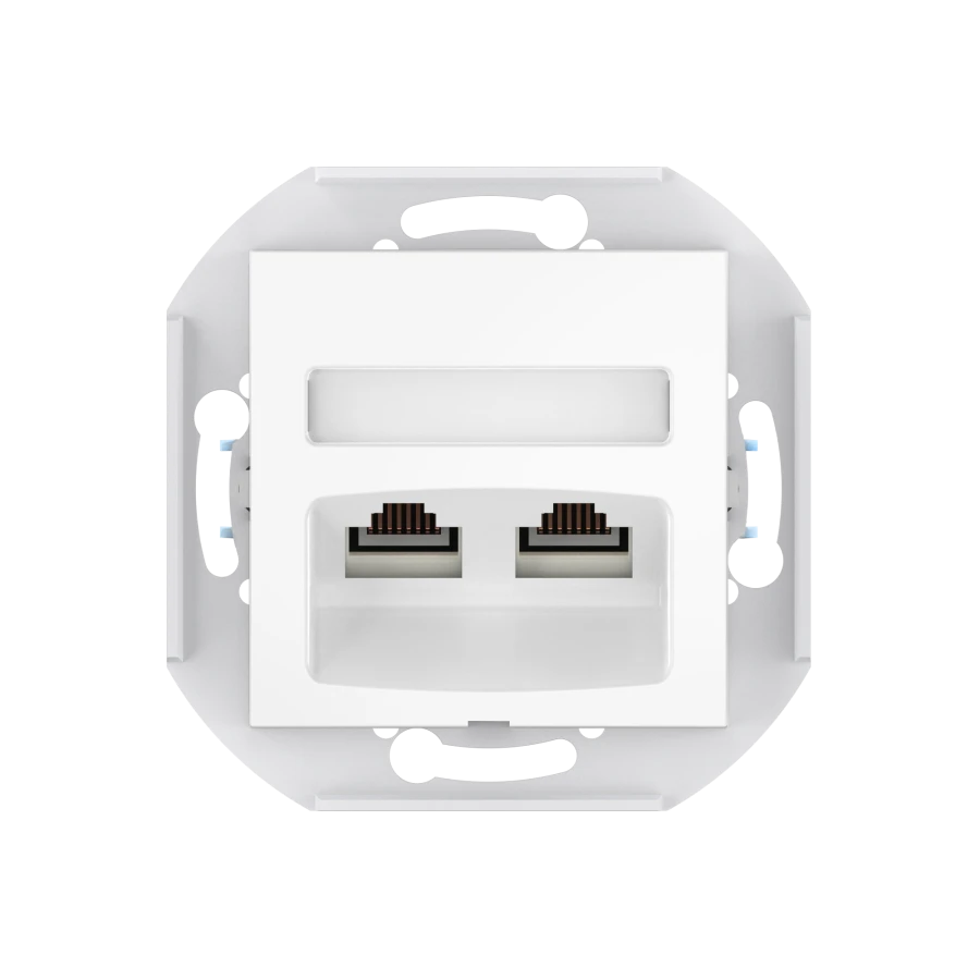 Double Computer Socket with Keystone RJ45 Modules Cat.5e UTP, White, Art. 601