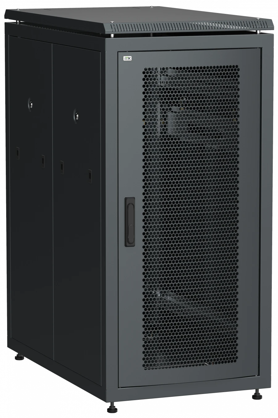19" Network Cabinet LINEA N 18U 600x1000 mm with Perforated Front Door, Black