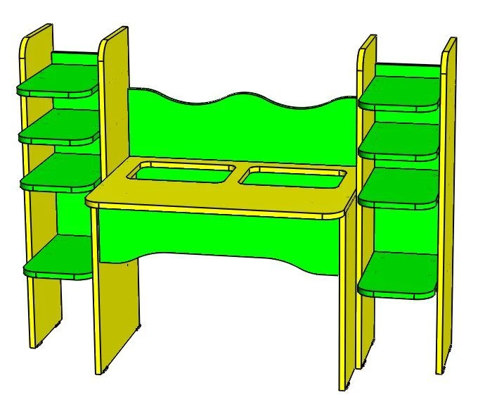 Educational Corner Table with Shelves, Art. SStoDi-05
