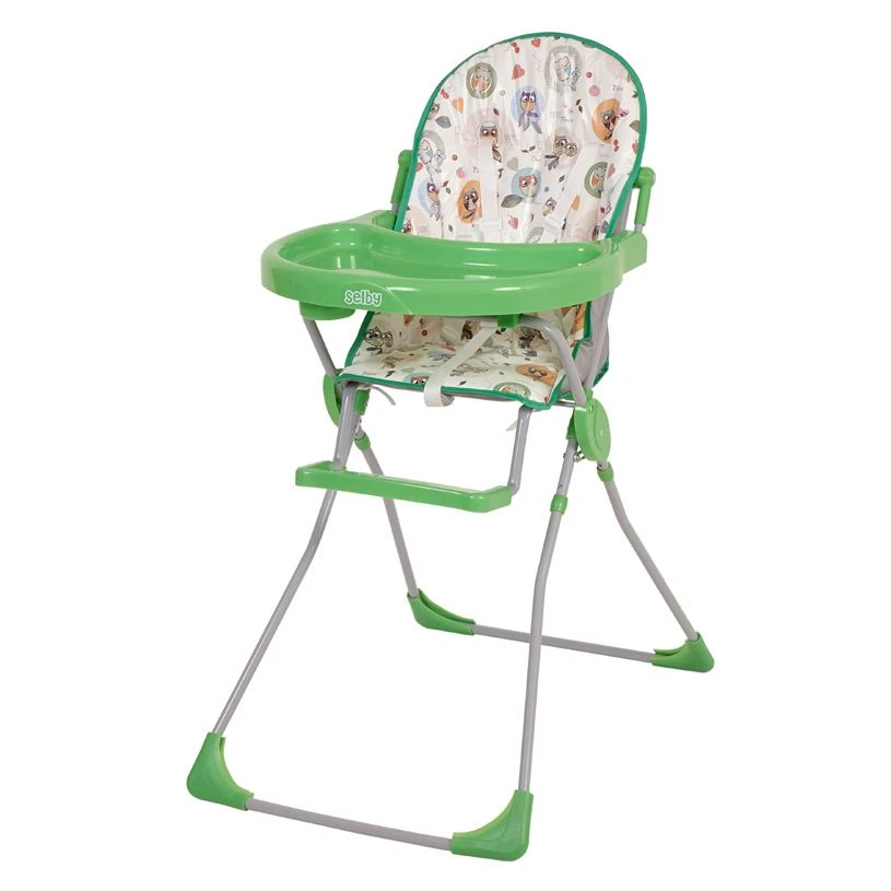 Selby 152 "Owls" Green High Chair for Feeding