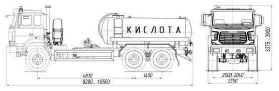Автоцистерна для перевозки кислоты АЦК-10 4680L1-60 на шасси УРАЛ 4320-4951-78, 4320-4951-80, 4320-4951-82