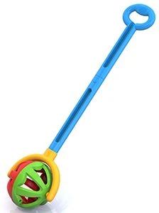 Ball Pull Toy with Handle - Green and Red