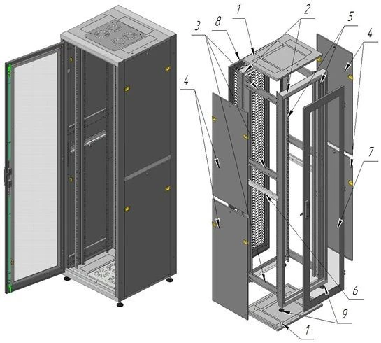 19" Floor-Standing Telecommunications Cabinet SHP-P-48U-600x600-CC