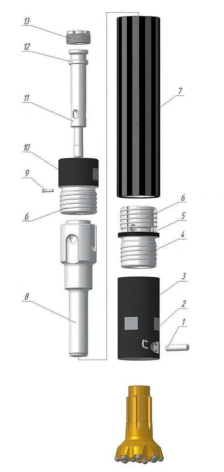 Pneumatic Hammer P-105-2.8SHRB for Rock Drilling Applications