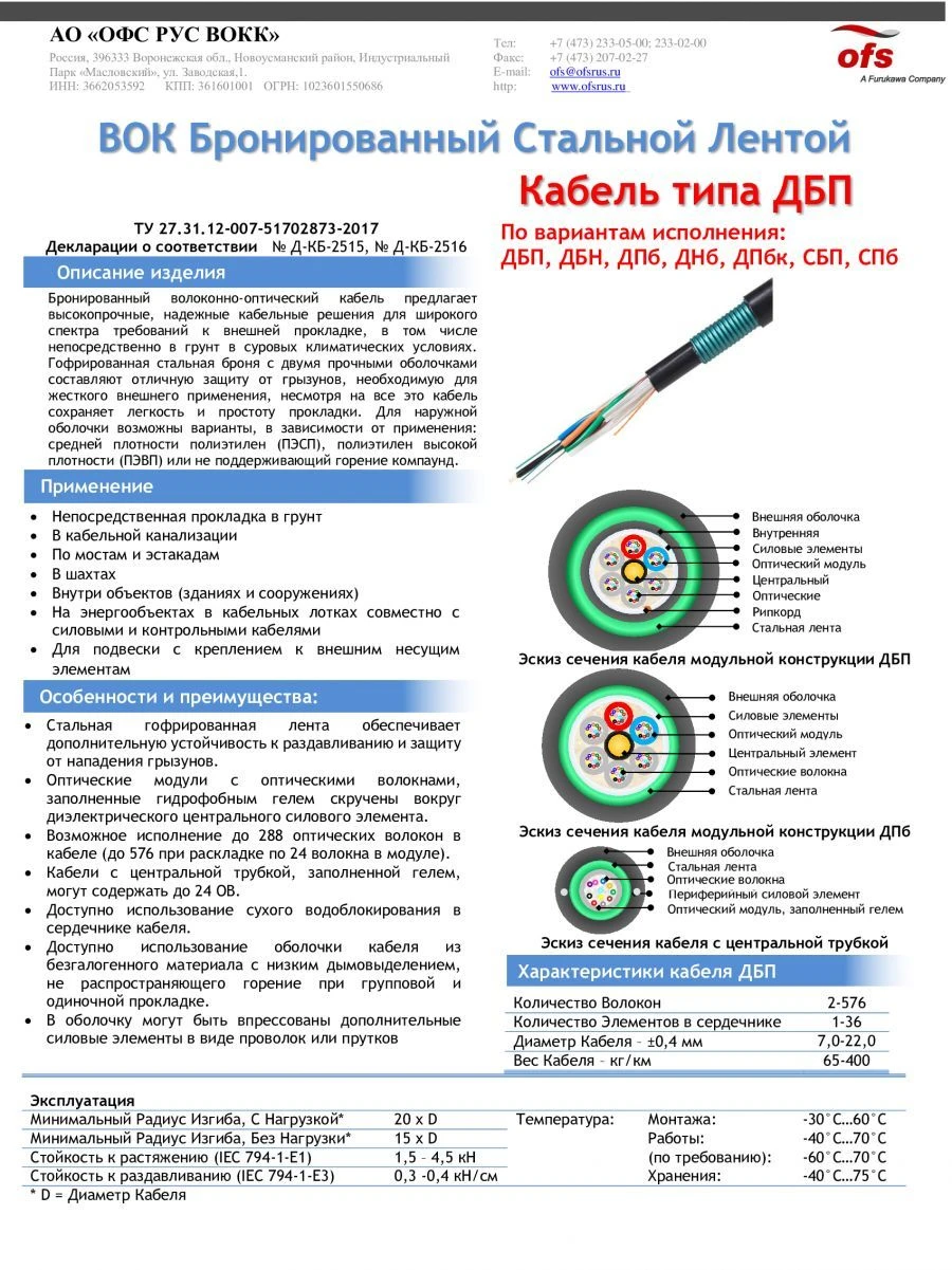 High-Strength Armored Fiber Optic Cable DBP Series