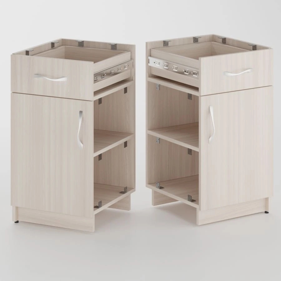 Built-in Desk Cabinet with 1 Drawer and 1 Shelf with Door