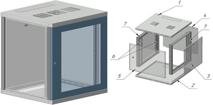 Wall-mounted 19" Telecommunications Cabinet 12U - SHT-C-12U-530x630x500-SG