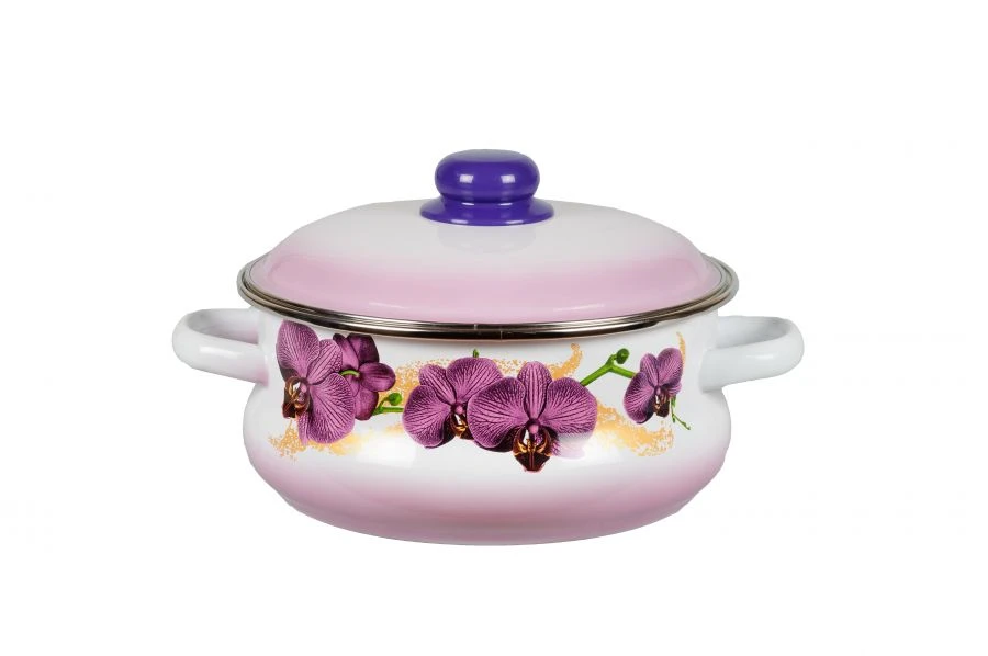 Low Body Enamelled Steel Cooking Pot, 3L