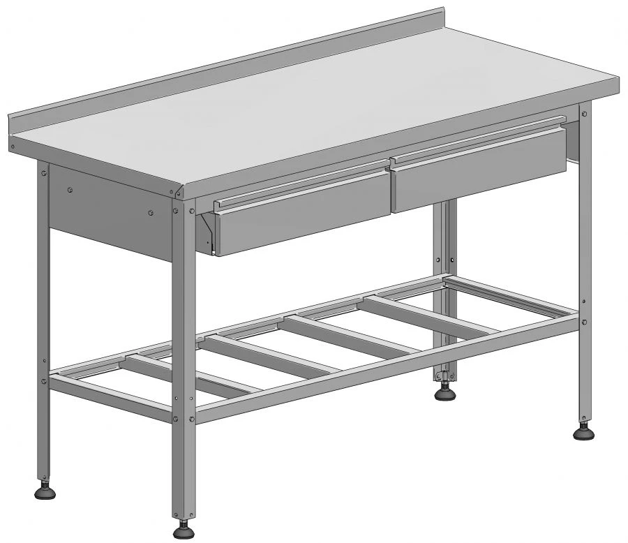 Food Preparation Table with One Edge and Two Drawers SRP-1-0.6/1.4