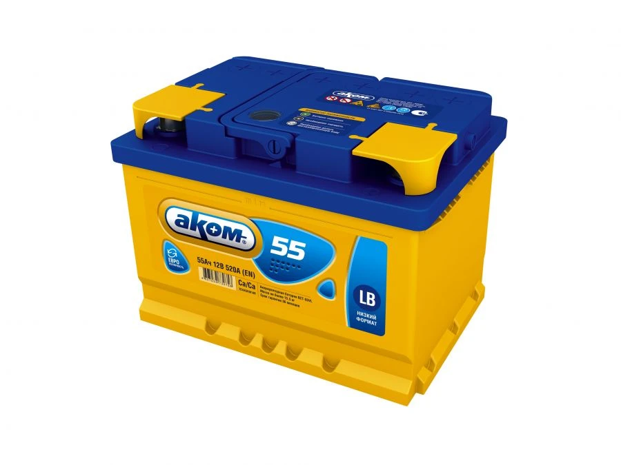 Lead-Acid Starter Battery 6ST-55VL Aком LB Euro