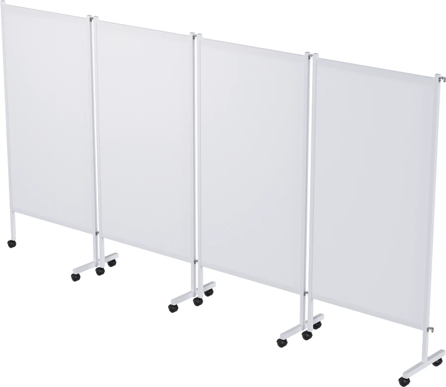 Medical Partition Screen on Wheels, Stainless Steel, Four-Section (MSK-45303)