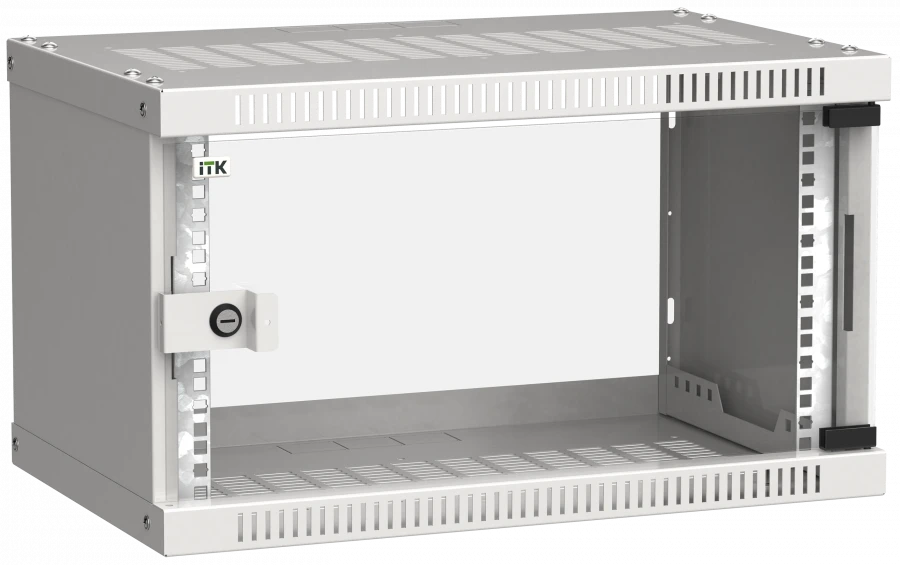 LINEA WE 6U Wall-Mounted Cabinet, 550x350mm, Glass Door, Grey