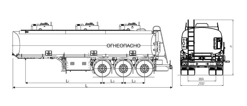 Tank Semi-Trailer for Transporting Oil - PPC-3/6-3/12-23 Model 91379-0000010