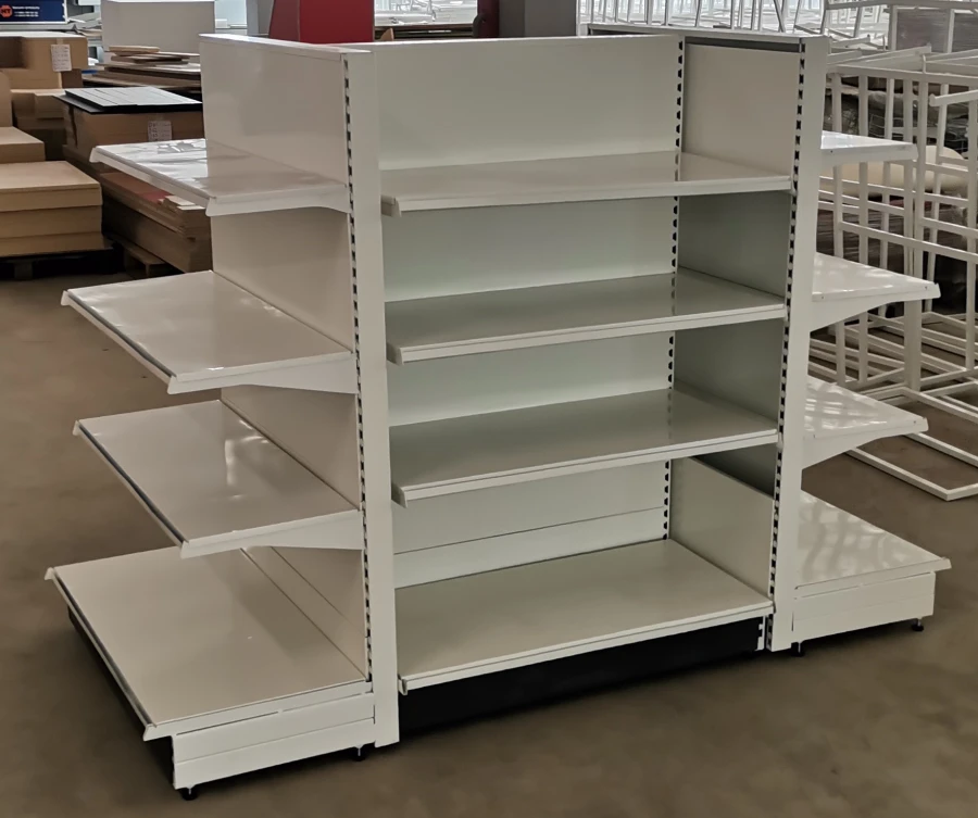 Metal Gondola Display Rack with Perforated and Solid Walls