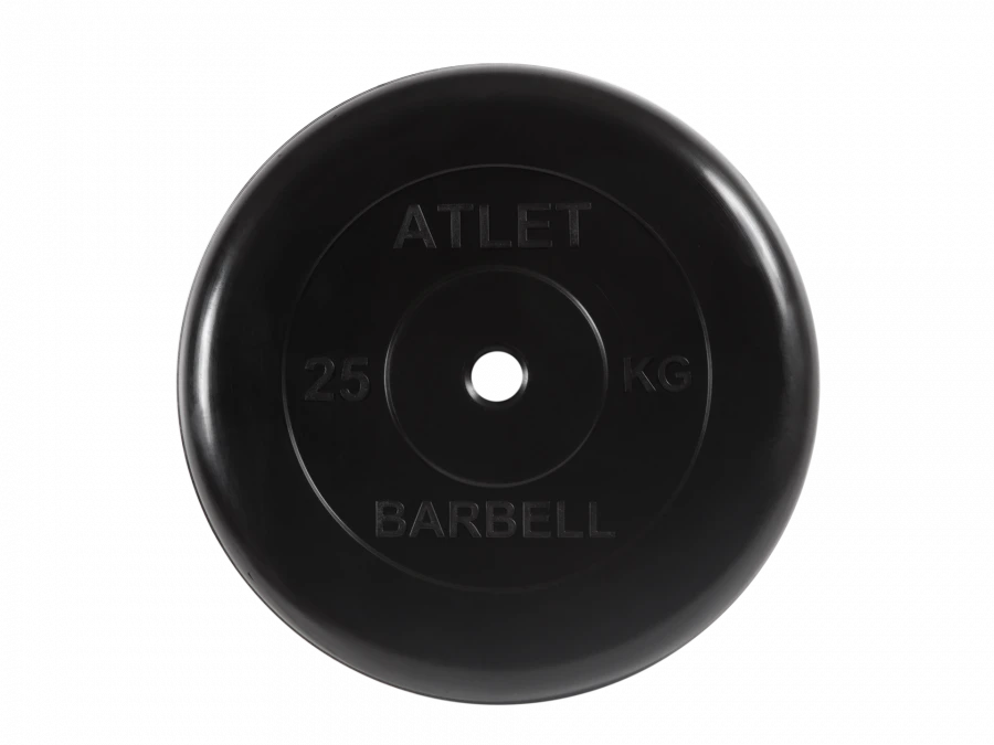 Rubber-coated Weight Plate "Atlet", Black, 26 mm, 25 kg
