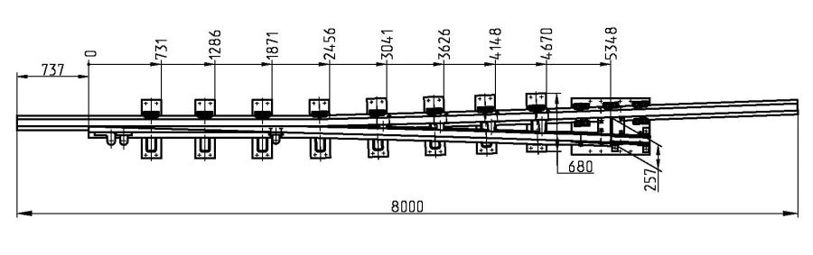 Rail with Point for Track Switching R65 Type 1/6