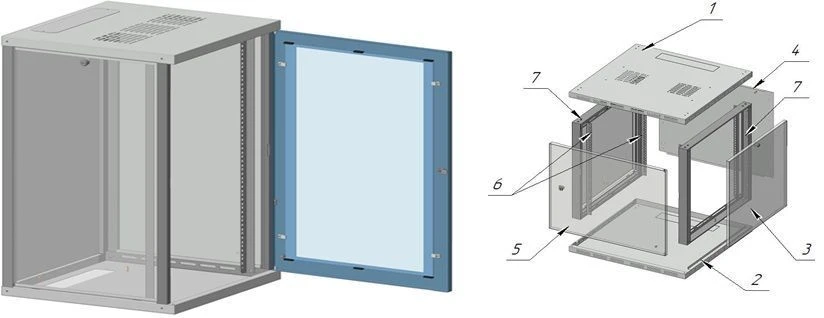 Wall-Mounted Telecommunications Cabinet 18U, Model ШТ-С-18U-530х900х500-СГ