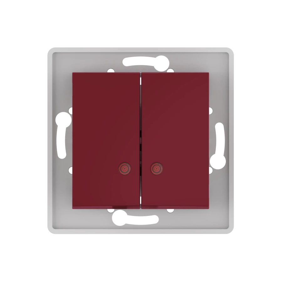 Caduceus Aling Prestige Dual Switch with Indicator 10AX 250V, Burgundy, Model 6026.3
