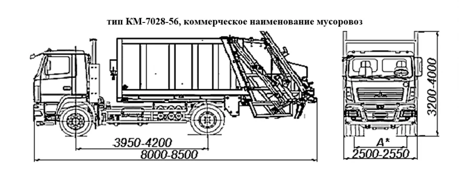 MAZ底盘后装垃圾车 KМ-7028-56