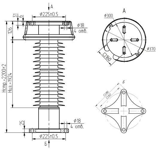 Polymer Insulator for Outdoor Installation OCK 12.5-220-B05-3 UHL1
