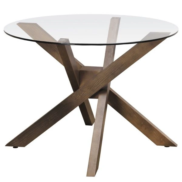 Wooden Dining Table with Glass Top - Osaka Model