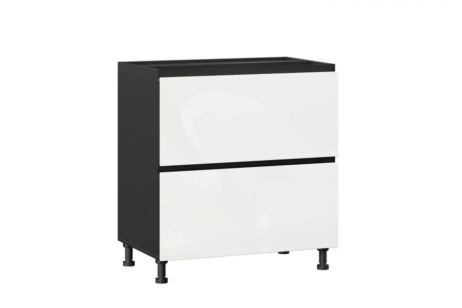 Sherwood LD.281160.000 Kitchen Cabinet Facade 800 with 2 Drawers LUX (White Gloss/Black)