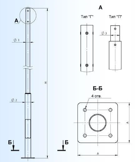Tube Flanged Lighting Pole - OТ (Ф) Model