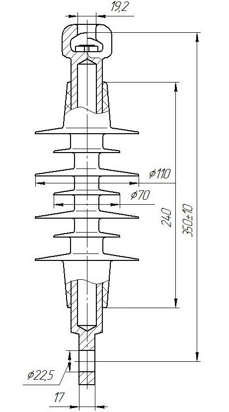Ribbed Shell Silicone Rubber Insulator Holder PSPKr 70-3/0.6-D-GU
