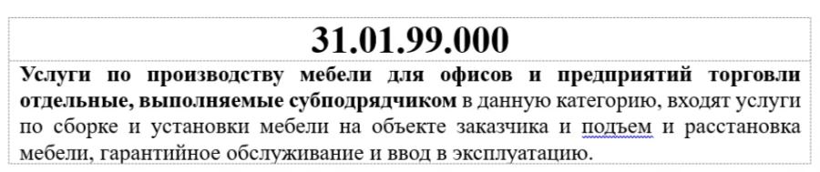 Office and Commercial Furniture Manufacturing Services, Series: 31.01.99.000