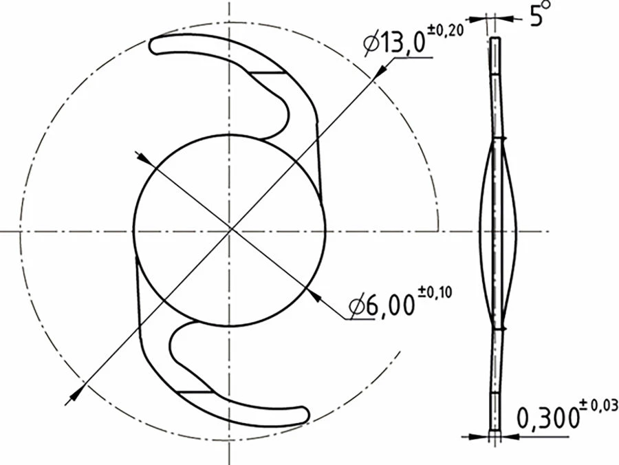 Hydrophobic Aspherical Monofocal Intraocular Lens "NanoCrystal" Citrine CCS13.02IOL /KIT